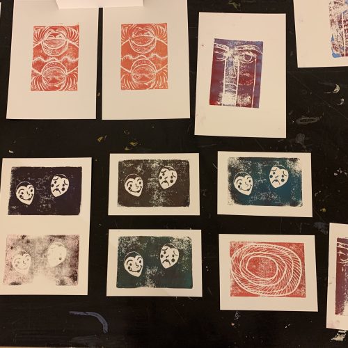 Linocuts and prints made from the last Exchange group