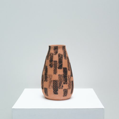 Hannah deJonge / Ripped Fragments (Front View) - Screen-printed underglaze on stoneware
2020