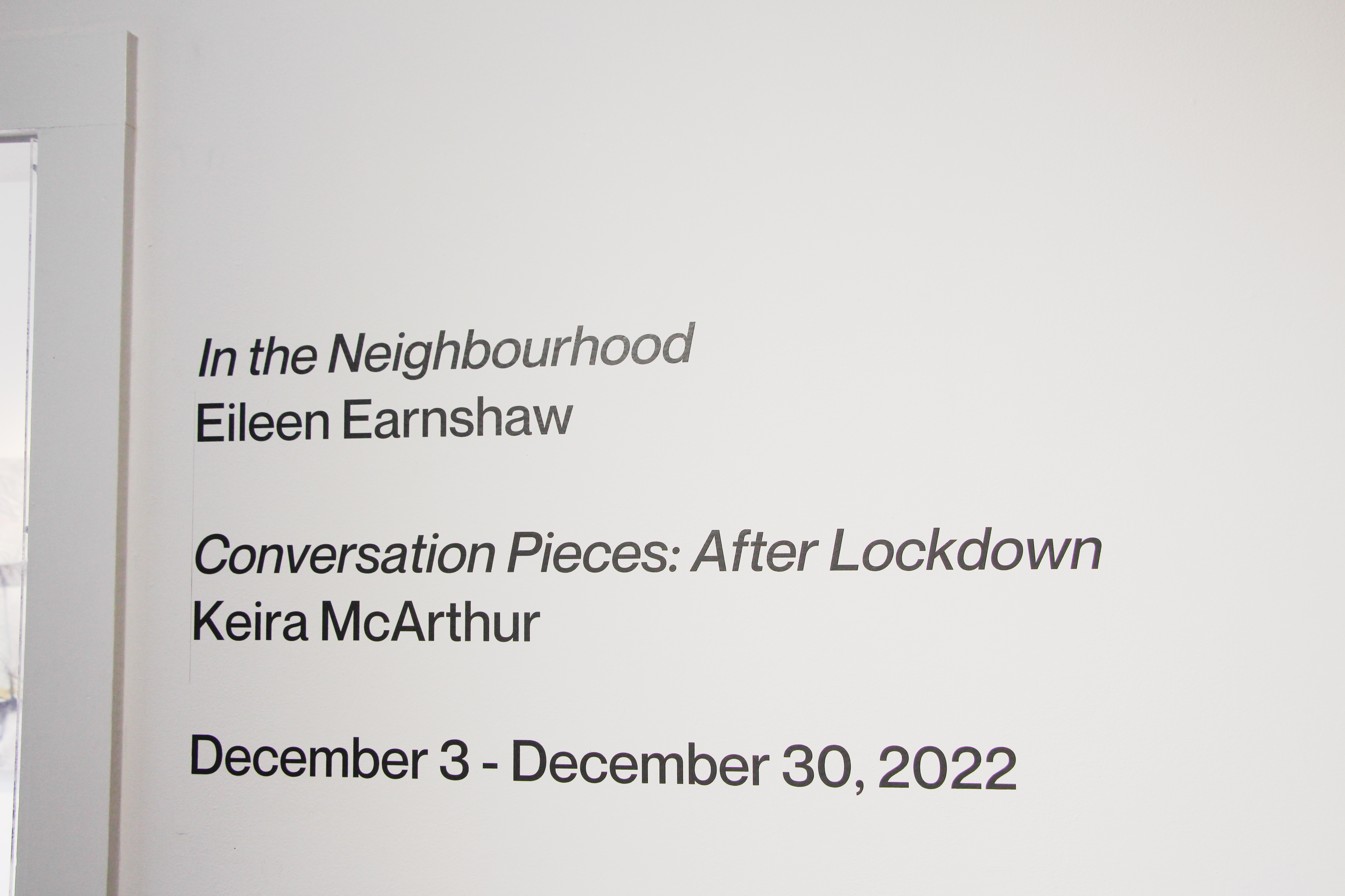In the Neighbourhood: Eileen Earnshaw & Keira McArthur: After Lockdown @ Members' Gallery Dec 3 to Dec 30, 2022