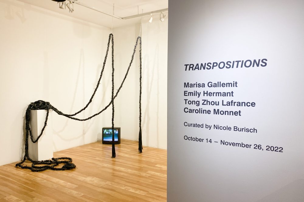Installation view of Transpositions, Oct 14 to Nov 26, 2022, Main Gallery at Centre[3] for Artistic + Social Practice.