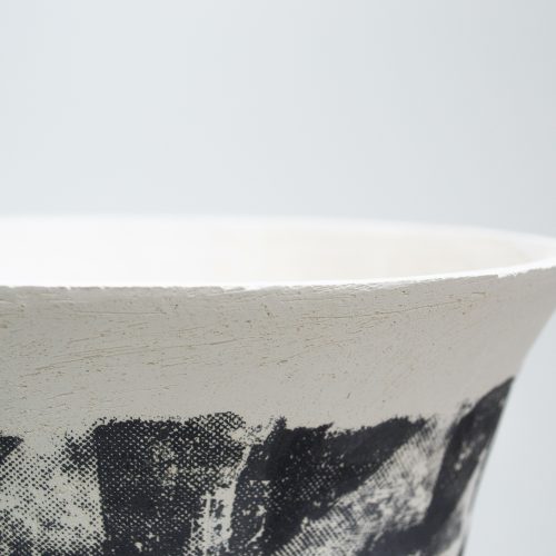 Hannah deJonge / Binding Rows (Rim Detail) - Screen-printed underglaze on stoneware
2020